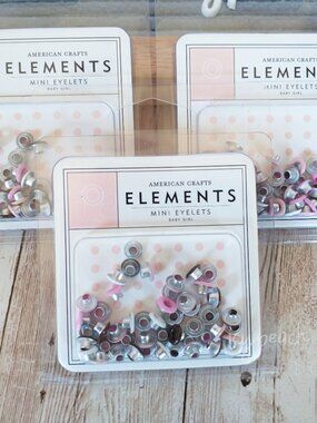 American Crafts Elements Baby Girl Mini Eyelets Discontinued Craft Supply DIY
